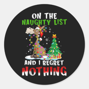 Sticker Rond noël âne sur la liste coquine et je regrette
