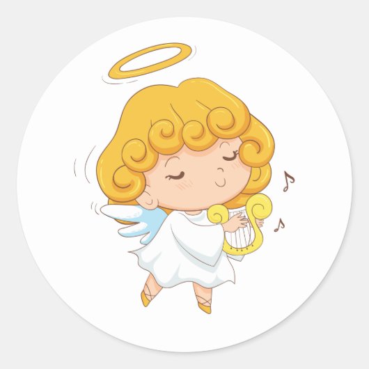 Sticker Rond Noël Angel à main mignonne (Devant)