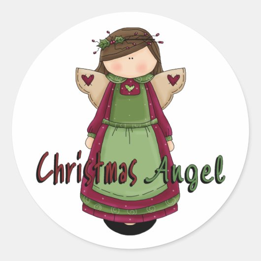 Sticker Rond Noël Angel D1 Design (Devant)
