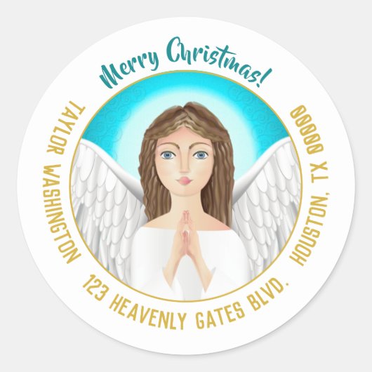 Sticker Rond Noël Angel Vacances Adresse de retour (Devant)