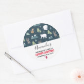 Sticker Rond Noël Animaux d'hiver Motif rustique bougie (Enveloppe)