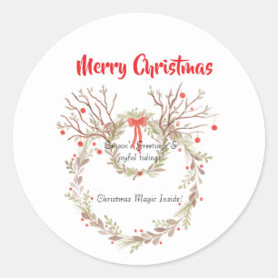 Sticker Rond Noël aquarelle élégant rustique
