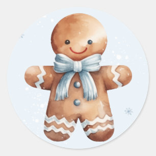 Sticker Rond Noël Aquarelle hiver Première fête d'anniversaire