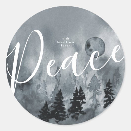 Sticker rond Noël Arbre à neige Aquarelle de la ma (Devant)