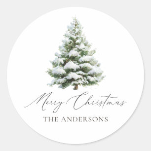 Sticker Rond Noël Arbre de Pin Minimaliste