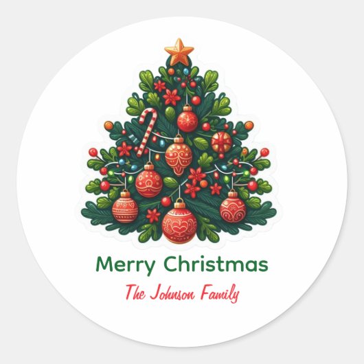 Sticker Rond Noël Arbre Joyeux Noël (Devant)