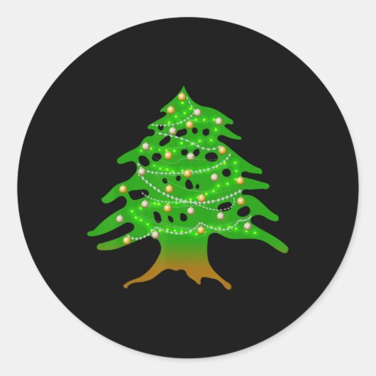 Sticker Rond Noël Arbre Libanais Liban Drapeau Ced de Noël (Devant)