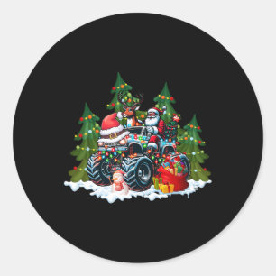 Sticker Rond Noël Arbre Mignonne Santa Clause équitation Monste