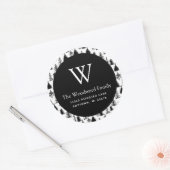 Sticker Rond Noël Arbres À feuillage persistant Black and White (Enveloppe)