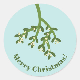 Sticker Rond Noël au gui moderne personnalisé