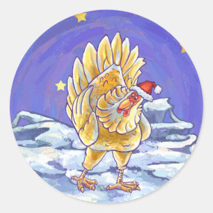 Sticker Rond Noël au poulet