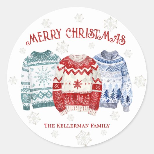 Sticker Rond Noël au pull moche (Devant)