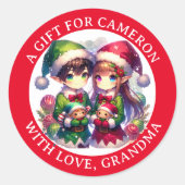 Sticker Rond Noël aux elfes de l'Anime | A et De (Devant)