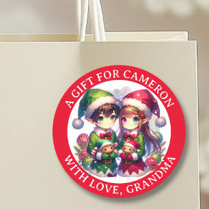 Sticker Rond Noël aux elfes de l'Anime A et De