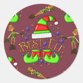 Sticker Rond Noël aux elfes mignons (Devant)