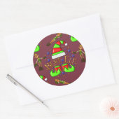 Sticker Rond Noël aux elfes mignons (Enveloppe)