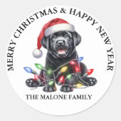 Sticker Rond Noël avec Notre Labrador! (Devant)