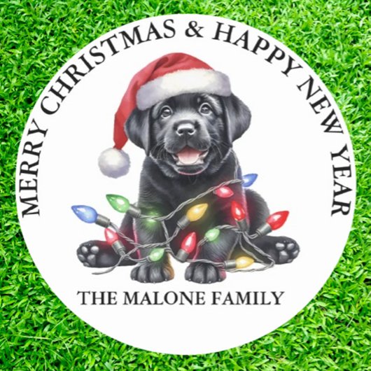 Sticker Rond Noël avec Notre Labrador!