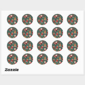 Sticker Rond Noël avec Père Noël (Feuille)