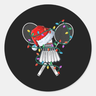 Sticker Rond Noël Badminton Xmas Père Noël Sports Casquette Men