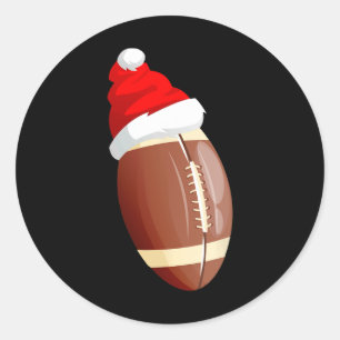 Sticker Rond noël ballon de football santa chapeau drôle sport