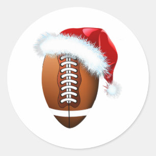 Sticker Rond noël ballon de football santa chapeau drôle sport