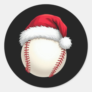 Sticker Rond Noël Baseball Santa Hat Funny Sport Noël