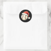 Sticker Rond Noël Baseball Santa Hat Funny Sport Noël (Sac)