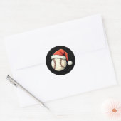 Sticker Rond Noël Baseball Santa Hat Funny Sport Noël (Enveloppe)