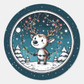 Sticker Rond Noël Bébé Reindeer (Devant)