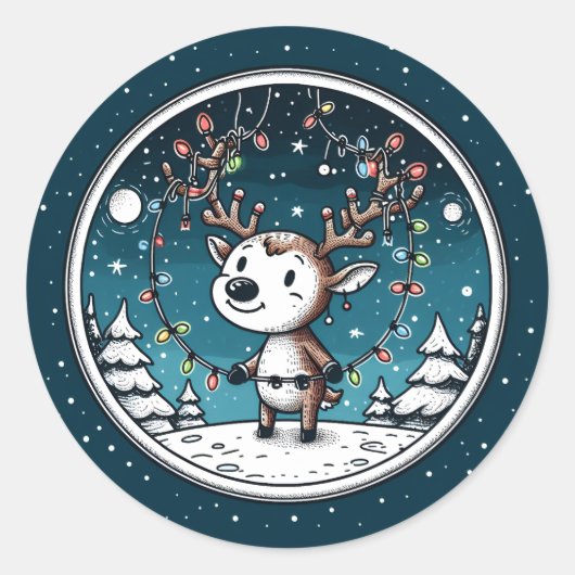 Sticker Rond Noël Bébé Reindeer (Devant)