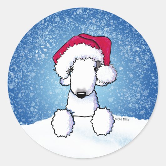 Sticker Rond Noël Bedlington (Devant)