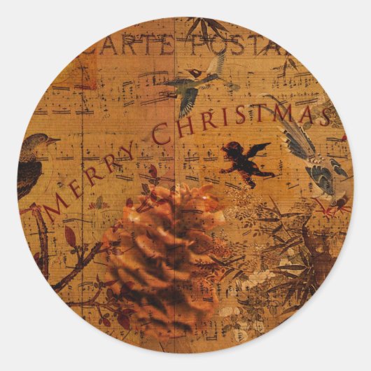 Sticker Rond Noël Bird Song (Devant)