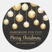 Sticker Rond Noël Black Gold fait main pour vous (Devant)