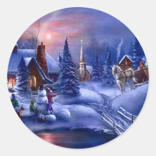 Sticker Rond Noël blanc