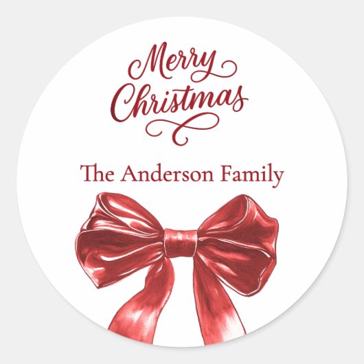Sticker Rond Noël blanc arc rouge (Devant)