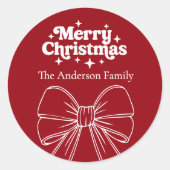 Sticker Rond Noël blanc arc rouge (Devant)
