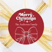 Sticker Rond Noël blanc arc rouge