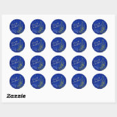 Sticker Rond Noël bleu (Feuille)