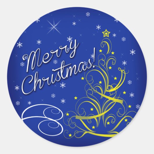 Sticker Rond Noël bleu (Devant)