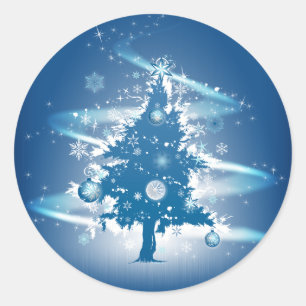 Sticker Rond Noël bleu
