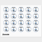 Sticker Rond Noël bleu Cutie rétro (Feuille)