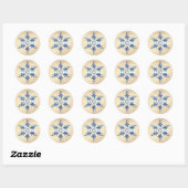 Sticker Rond Noël Blue Snowflake Sparkor (Feuille)