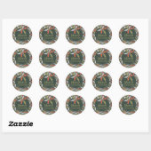 Sticker Rond Noël botanique abstrait coloré (Feuille)