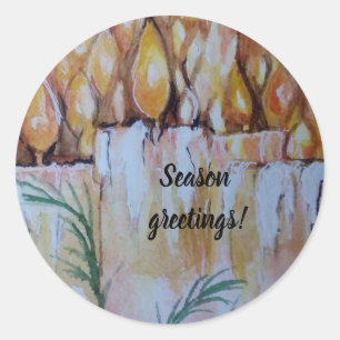 STICKER ROND NOËL BOUGIES D'ART AVEC SAINT