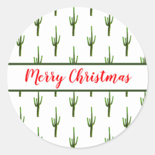 Sticker Rond Noël Cactus Désert Sud-Ouest Rouge Vert