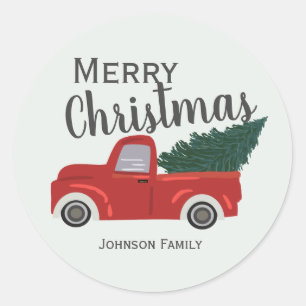 Sticker Rond Noël camion rouge
