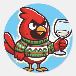 Sticker Rond Noël Cardigan drôle