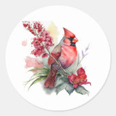 Sticker Rond Noël cardinal aquarelle (Devant)