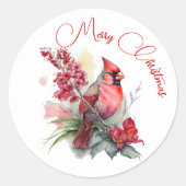 Sticker Rond Noël Cardinal Rouge (Devant)